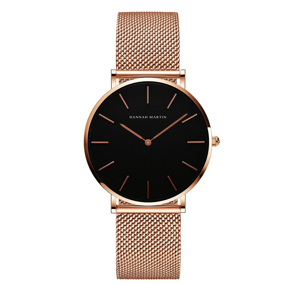 Hannah Martin Ch36 Mode Casual Simple Big Dial Stalen Mesh Band Waterdicht Dames Quartz Horloge