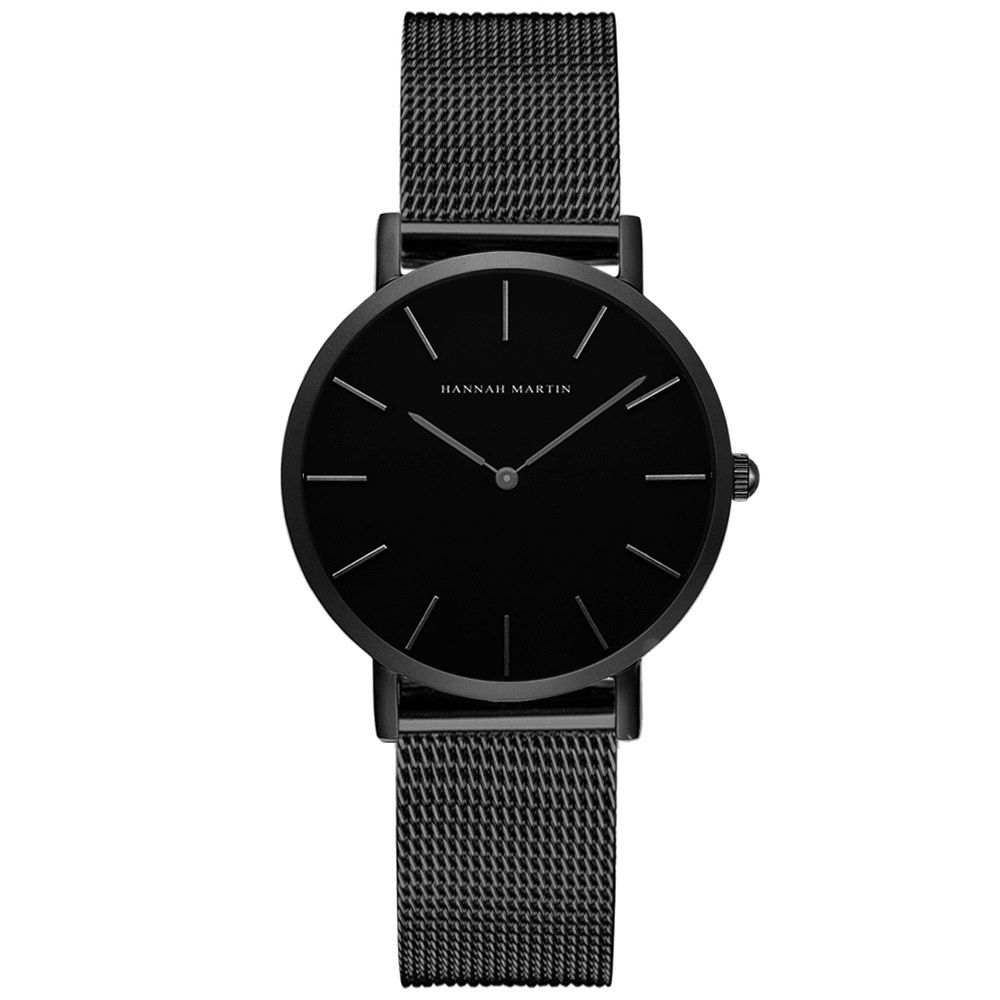 Hannah Martin Ch36 Mode Casual Simple Big Dial Stalen Mesh Band Waterdicht Dames Quartz Horloge