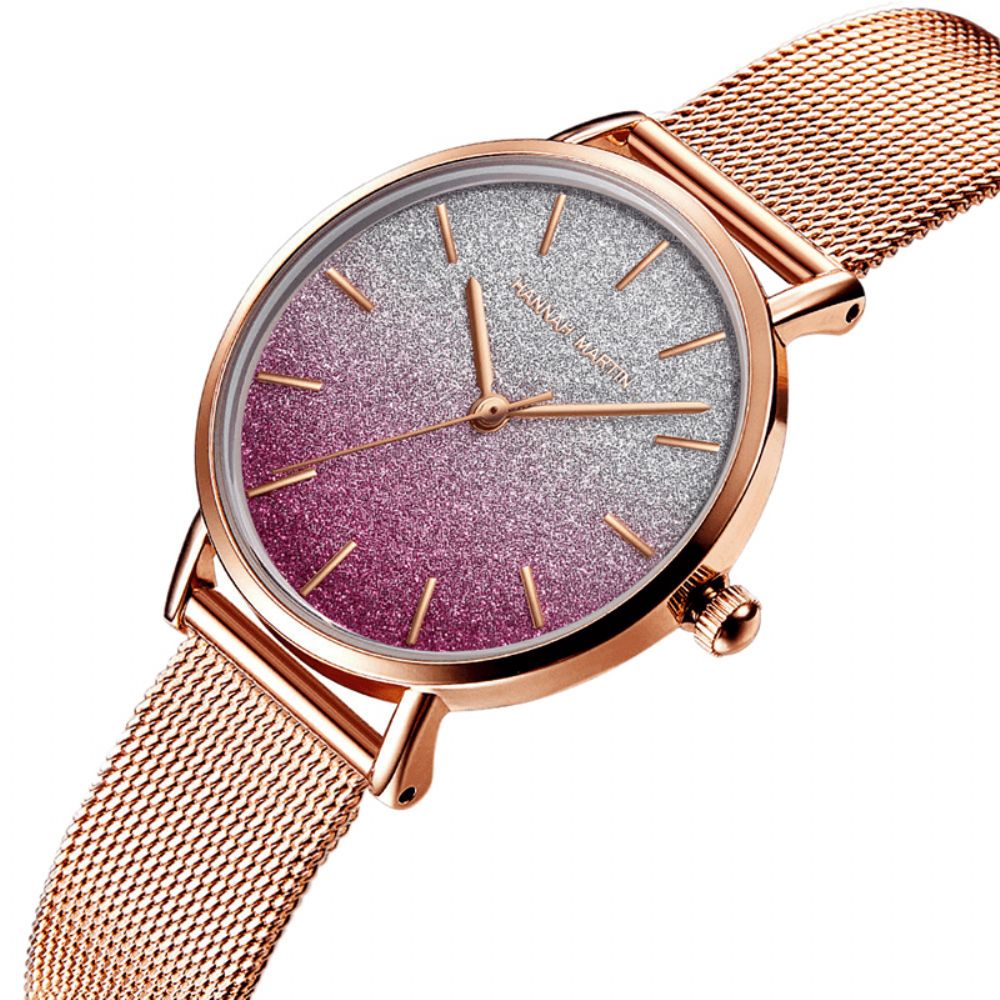 Hannah Martin Hm1323 Volledig Stalen Ultradunne Kleurverloop Wijzerplaat Dames Quartz Horloge