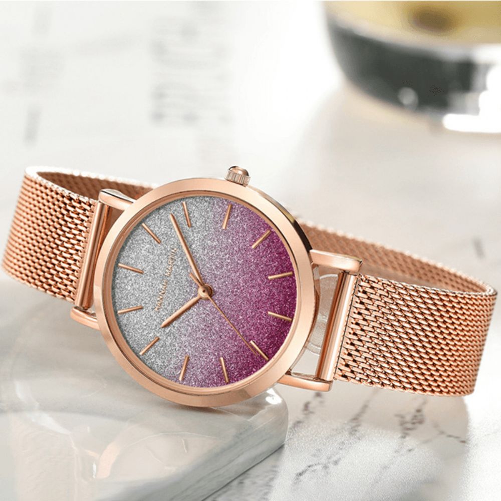 Hannah Martin Hm1323 Volledig Stalen Ultradunne Kleurverloop Wijzerplaat Dames Quartz Horloge