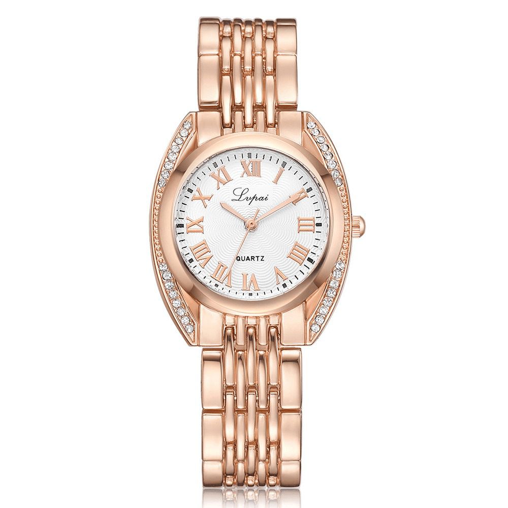 High-End Dames Romeinse Cijfers Quartz Horloge Mode Casual Stalen Riem Dameshorloge