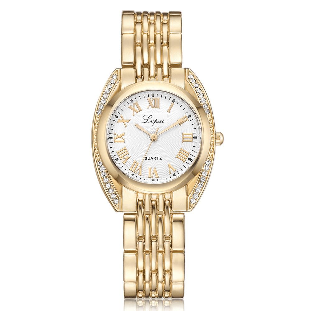 High-End Dames Romeinse Cijfers Quartz Horloge Mode Casual Stalen Riem Dameshorloge