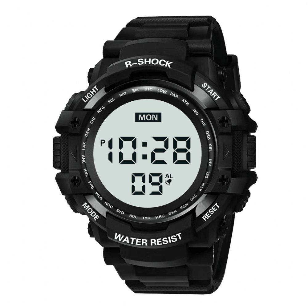 Honhx 53X-801 Heren Heren Lichtgevend Display Stopwatch Wekker Digitaal Horloge