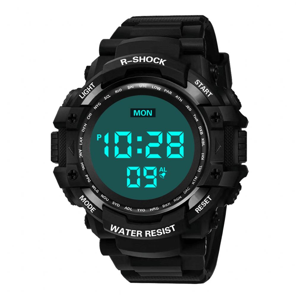 Honhx 53X-801 Heren Heren Lichtgevend Display Stopwatch Wekker Digitaal Horloge