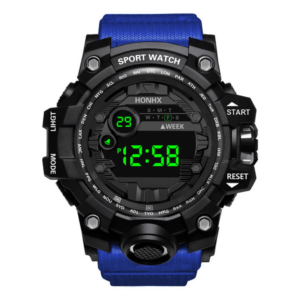 Honhx 55-66F Heren Lichtgevende Wekker Stopwatch Sport Digitaal Horloge