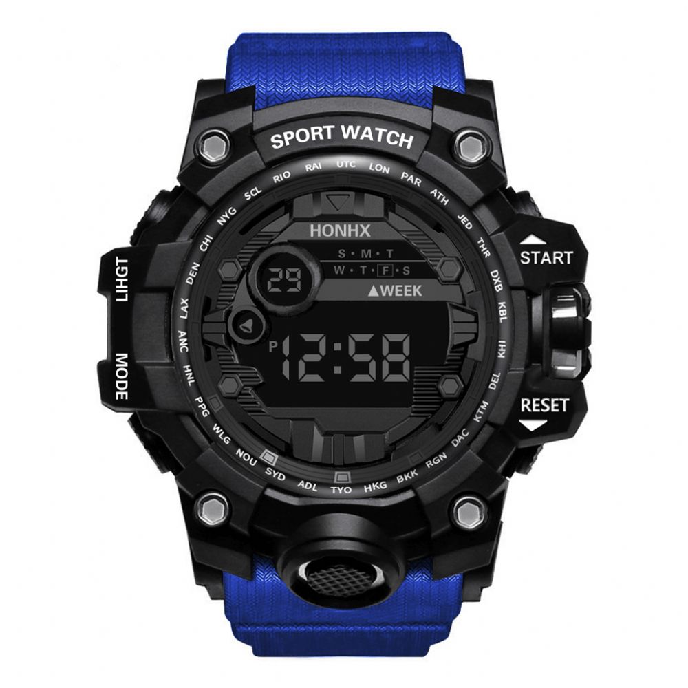 Honhx 55-66F Heren Lichtgevende Wekker Stopwatch Sport Digitaal Horloge