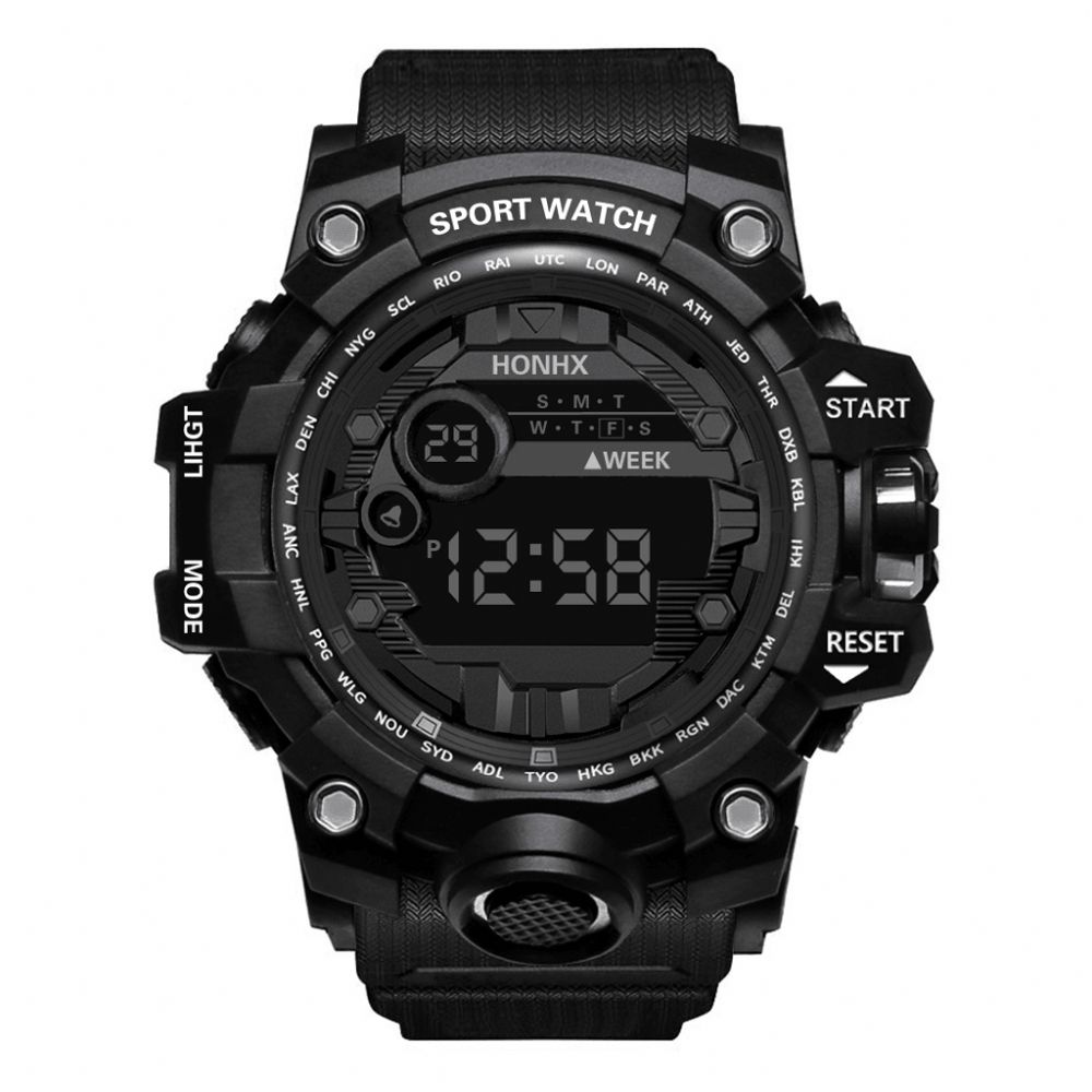 Honhx 55-66F Heren Lichtgevende Wekker Stopwatch Sport Digitaal Horloge