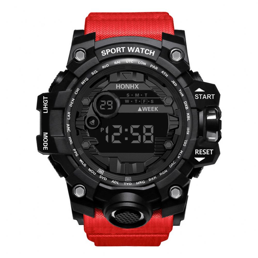 Honhx 55-66F Heren Lichtgevende Wekker Stopwatch Sport Digitaal Horloge