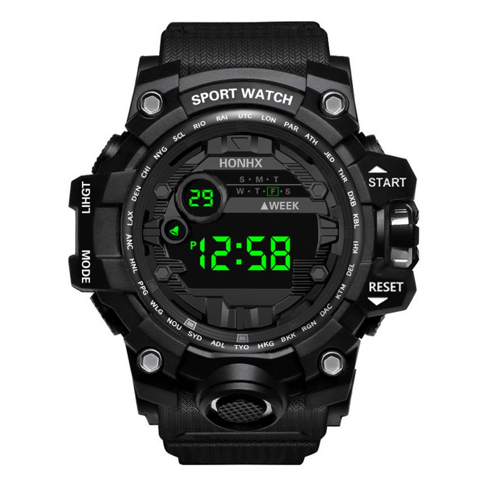 Honhx 55-66F Heren Lichtgevende Wekker Stopwatch Sport Digitaal Horloge