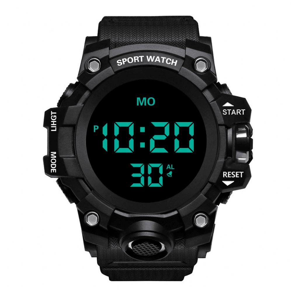 Honhx 55F-783 Heren Lichtgevende Stopwatch Wekker Mode Digitaal Horloge