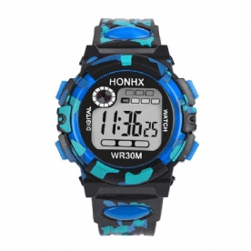 Honhx 62 Mode Herenhorloge Lichtgevende Datum Weekweergave Multifunctioneel Camouflage Sport Digitaal Horloge