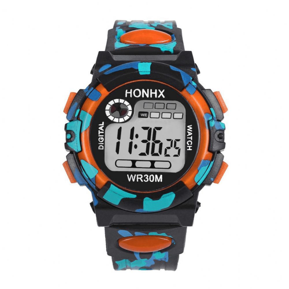 Honhx 62 Mode Herenhorloge Lichtgevende Datum Weekweergave Multifunctioneel Camouflage Sport Digitaal Horloge