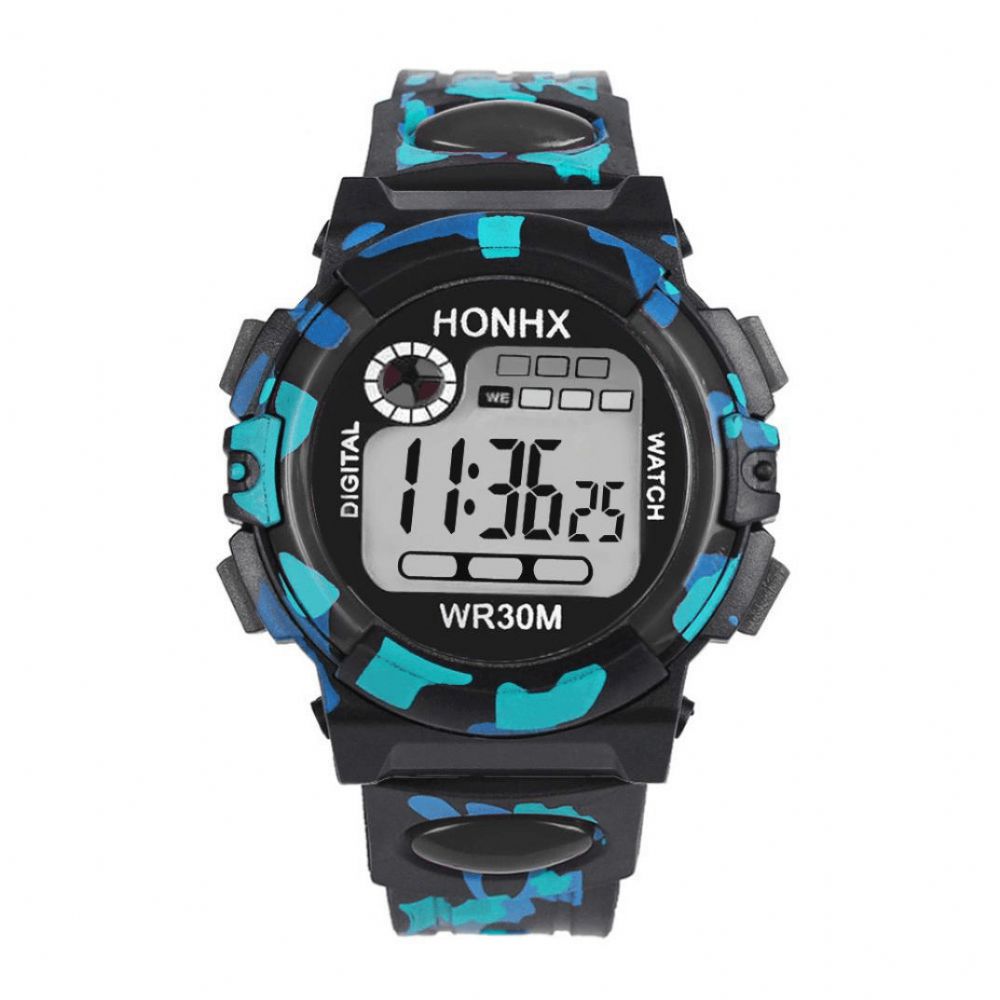 Honhx 62 Mode Herenhorloge Lichtgevende Datum Weekweergave Multifunctioneel Camouflage Sport Digitaal Horloge