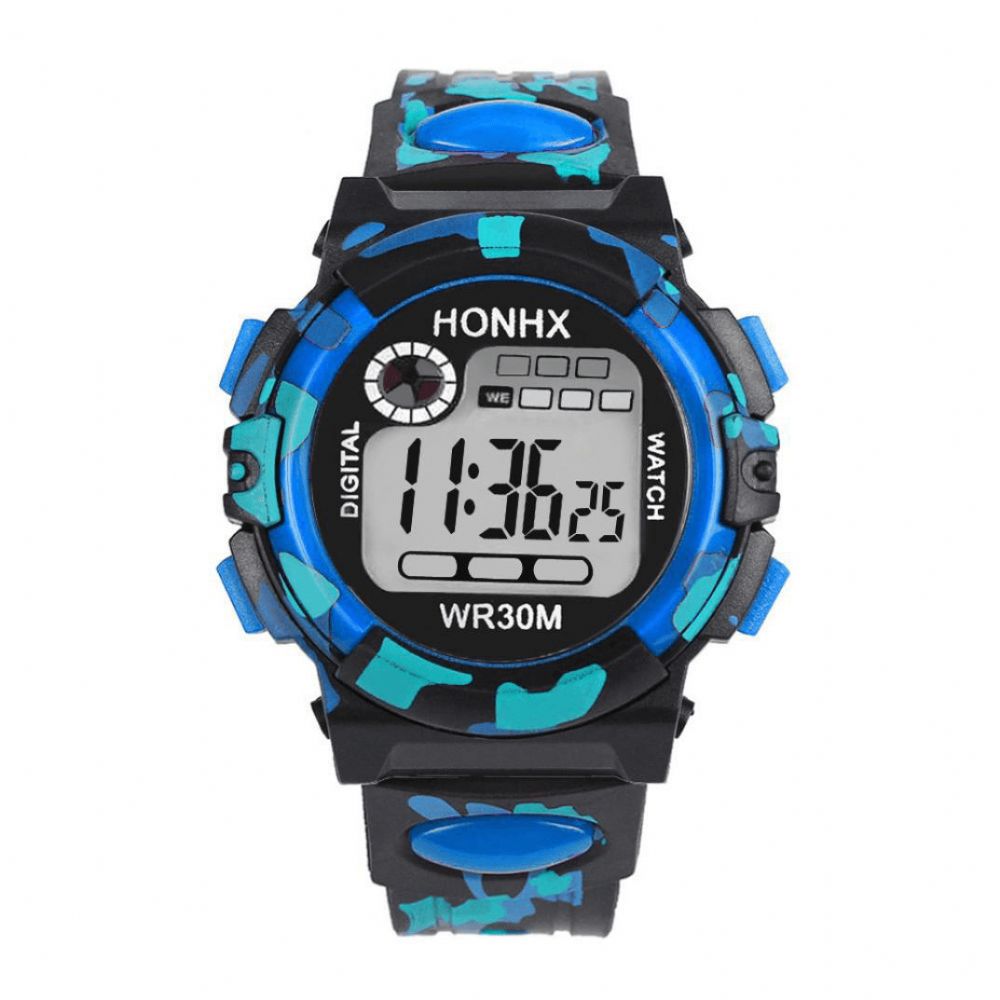 Honhx 62 Mode Herenhorloge Lichtgevende Datum Weekweergave Multifunctioneel Camouflage Sport Digitaal Horloge