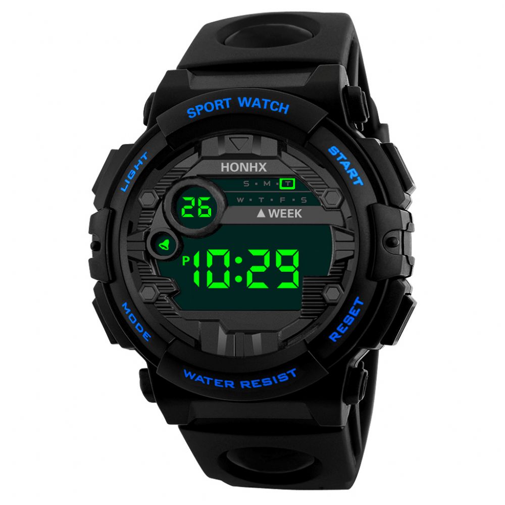 Honhx 62X-66F Mode Lichtgevende Display Wekker Sportstijl Heren Digitaal Horloge