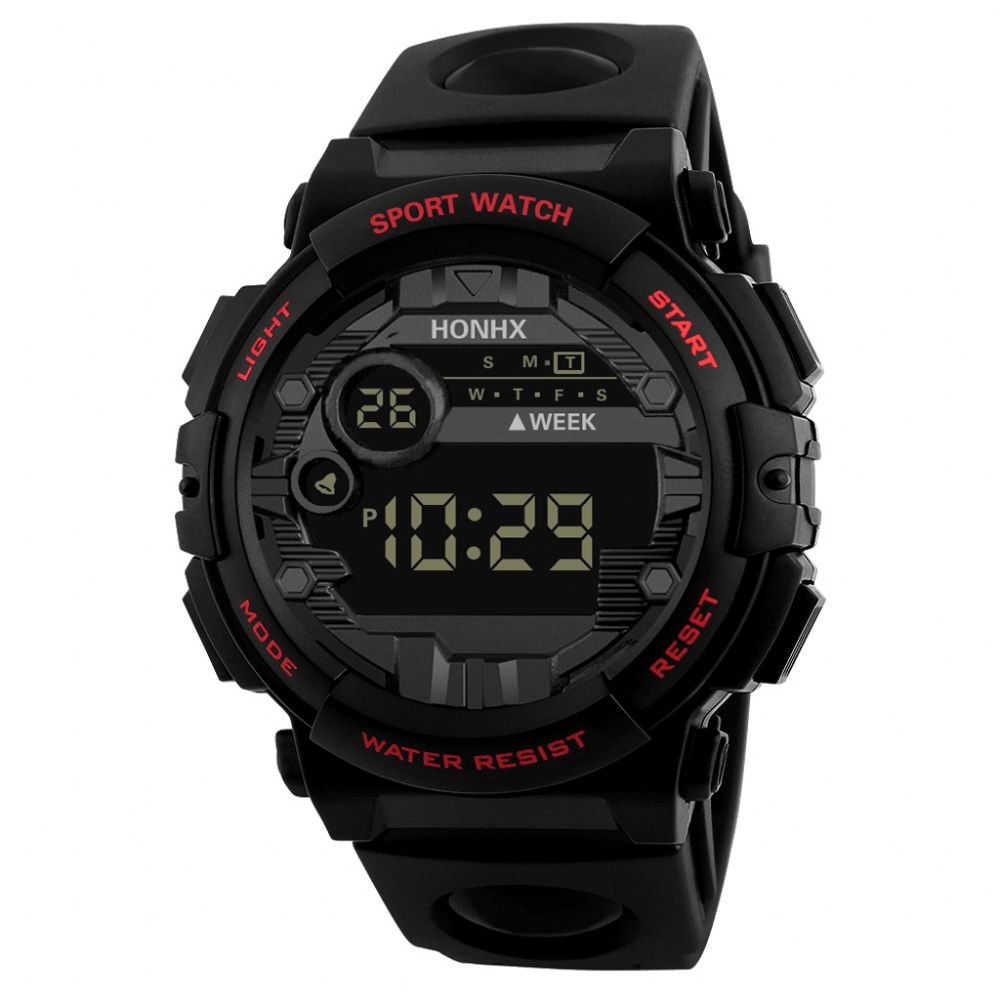 Honhx 62X-66F Mode Lichtgevende Display Wekker Sportstijl Heren Digitaal Horloge