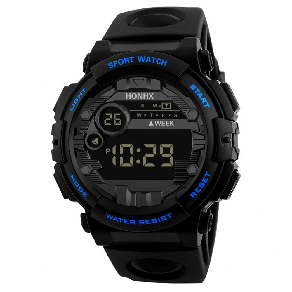 Honhx 62X-66F Mode Lichtgevende Display Wekker Sportstijl Heren Digitaal Horloge