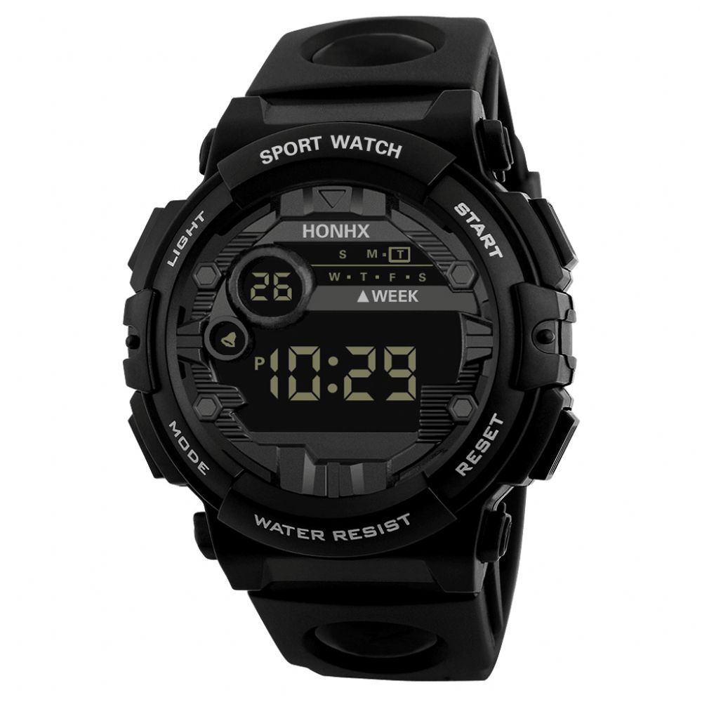 Honhx 62X-66F Mode Lichtgevende Display Wekker Sportstijl Heren Digitaal Horloge