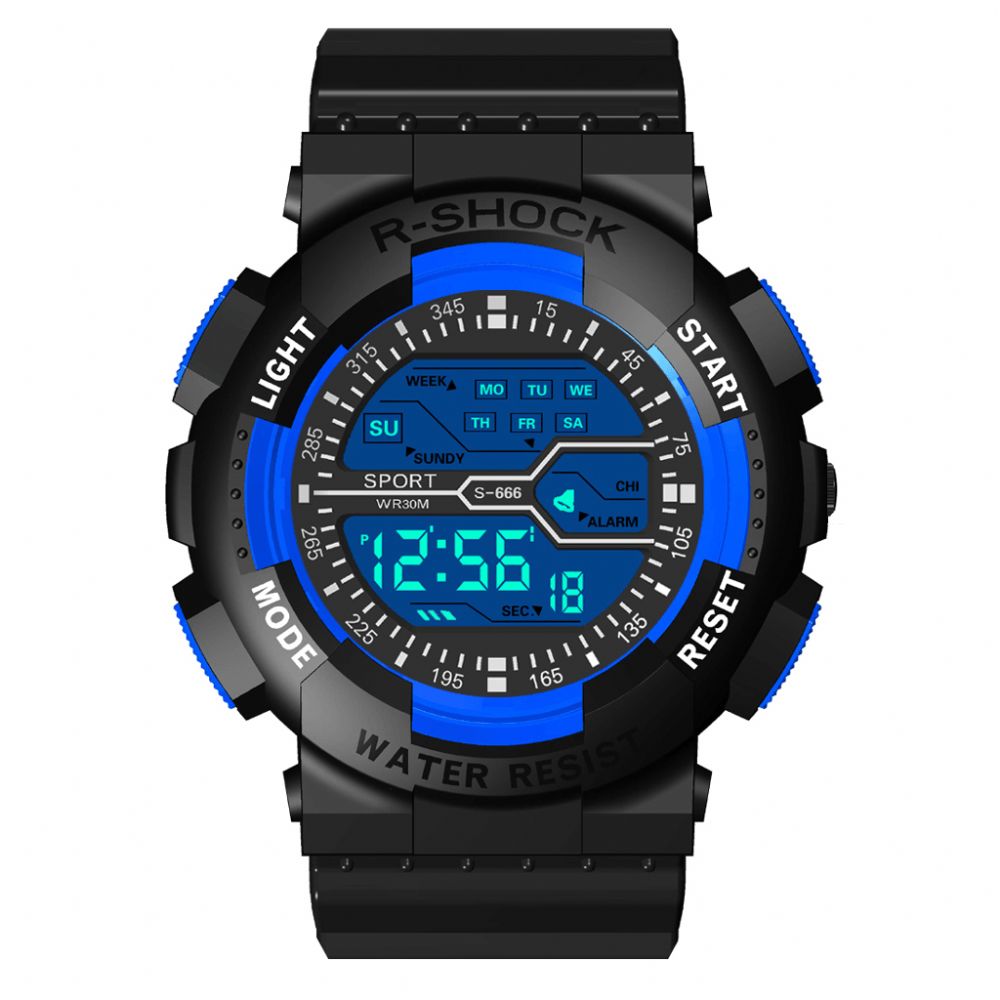 Honhx 82-666 Herenmode Lichtgevende Dsiplay Stopwatch Sportstijl Digitaal Horloge