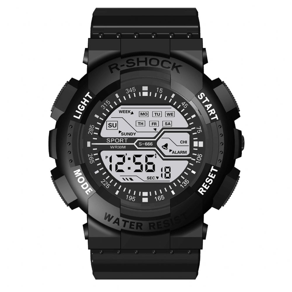 Honhx 82-666 Herenmode Lichtgevende Dsiplay Stopwatch Sportstijl Digitaal Horloge