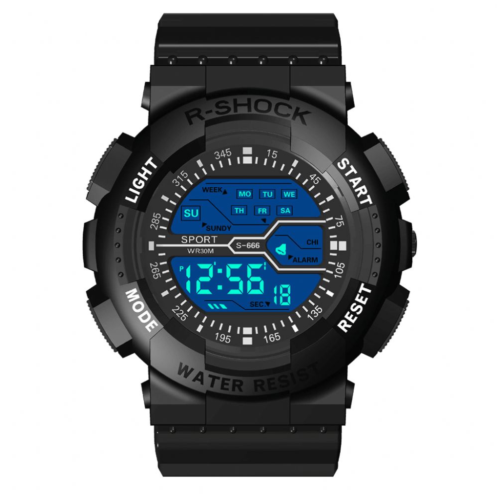 Honhx 82-666 Herenmode Lichtgevende Dsiplay Stopwatch Sportstijl Digitaal Horloge