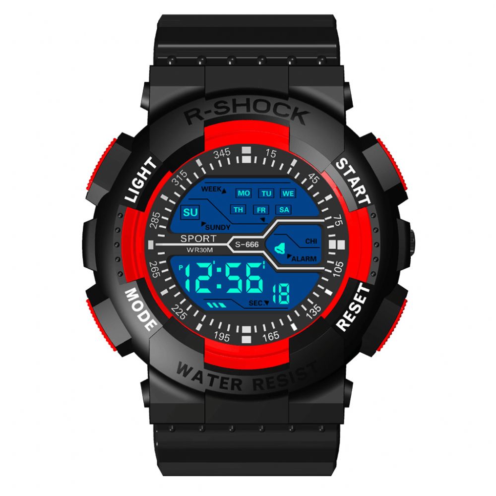 Honhx 82-666 Herenmode Lichtgevende Dsiplay Stopwatch Sportstijl Digitaal Horloge