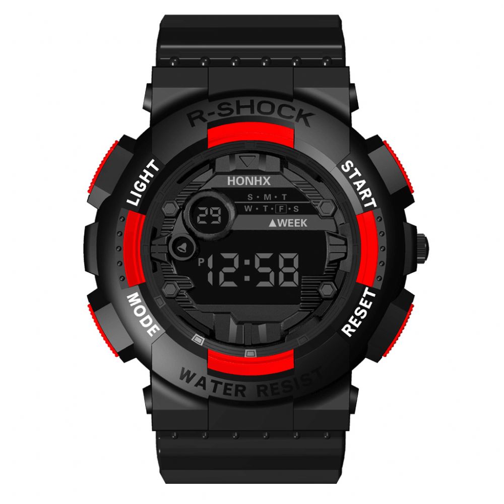 Honhx 82-66F Mode Sport Stijl Heren Lichtgevend Dsiplay Digitaal Horloge