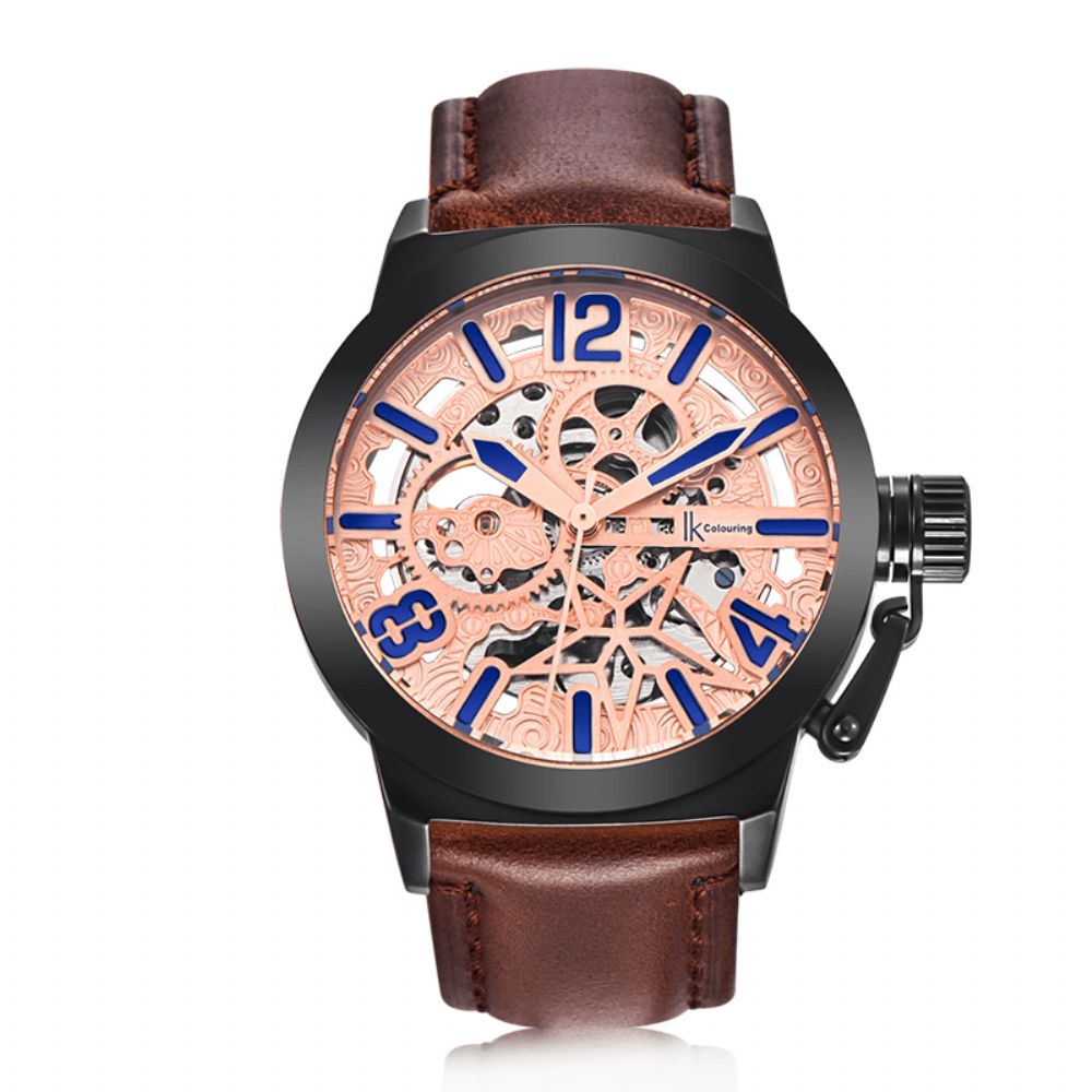 Ik Coloring K003 Zakelijke Stijl Herenhorloge Lederen Band Mechanische Horloges