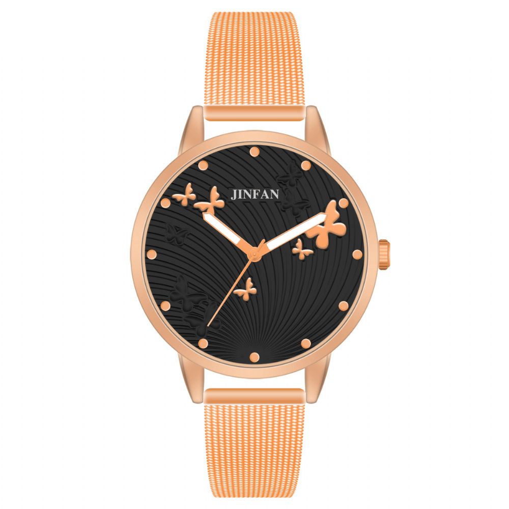 Jinfan Jl06 Casual Stijl Dames Polshorloge Volledig Stalen Quartz Horloges