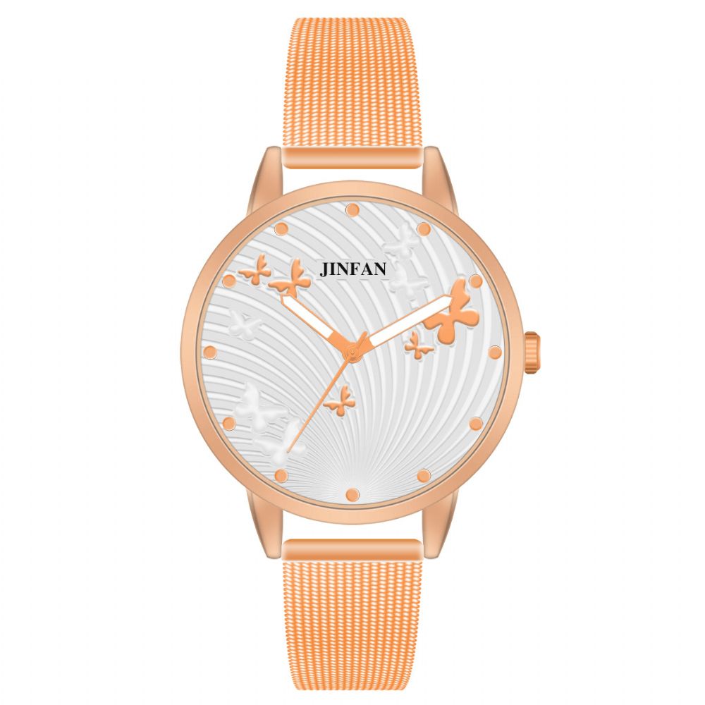 Jinfan Jl06 Casual Stijl Dames Polshorloge Volledig Stalen Quartz Horloges