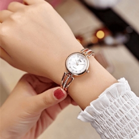 Jw 3512 Mode Ronde Wijzerplaat Steentjes Legering Dame Armband Vrouwen Jurk Quartz Horloge: