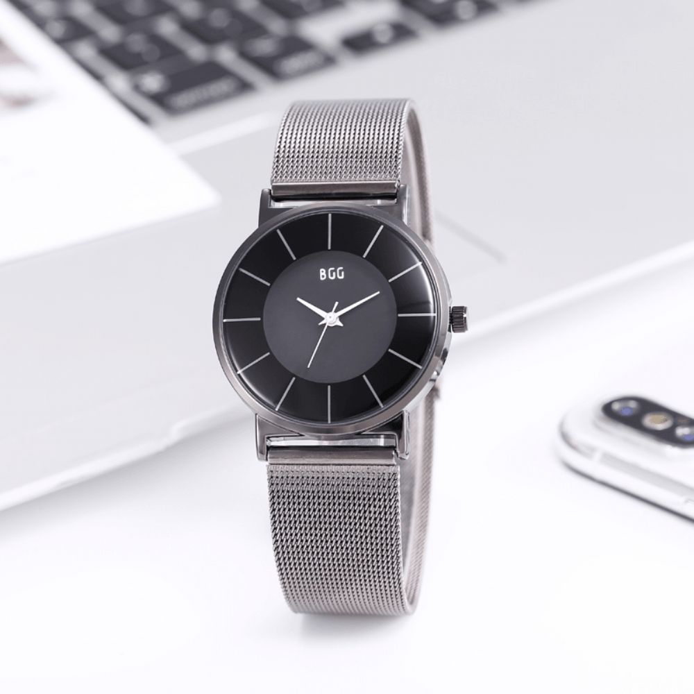 K0003 Eenvoudige Waterdichte Wijzerplaat Heren Roestvrij Stalen Band Quartz Horloge