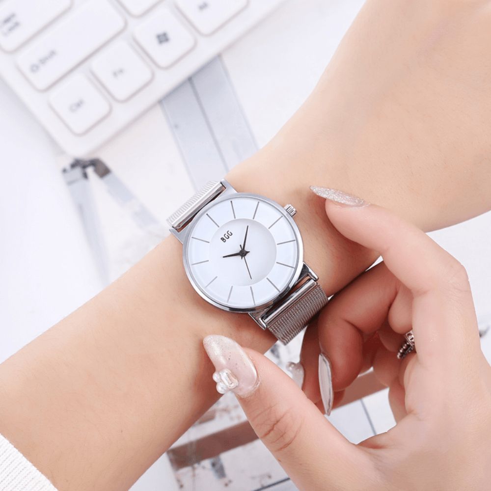 K0003 Eenvoudige Waterdichte Wijzerplaat Heren Roestvrij Stalen Band Quartz Horloge