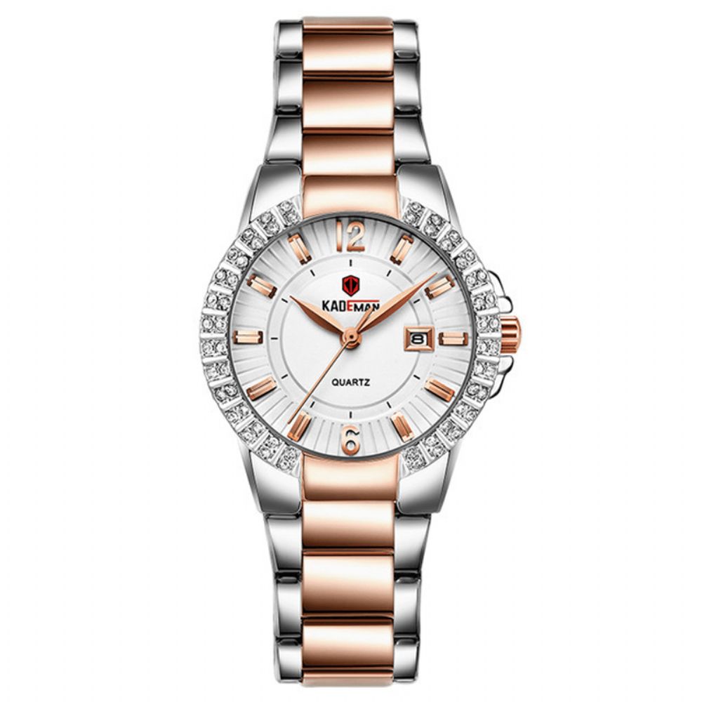 Kademan 826L Mode Dames Horloge Licht Luxe Waterdicht Datumweergave Roestvrij Stalen Band Quartz Horloge