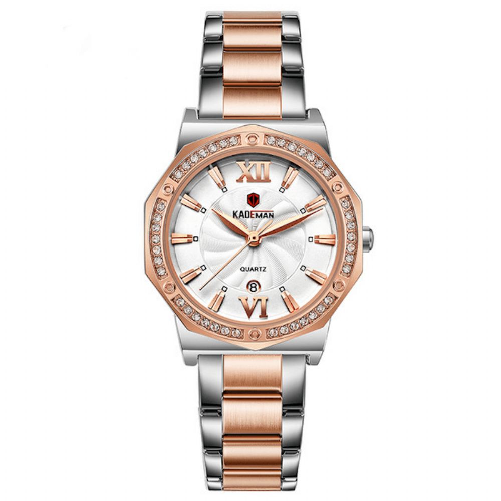 Kademan 829 Casual Dameshorloge 3Atm Waterdicht Datumweergave Elegant Crystal Quartz Horloge