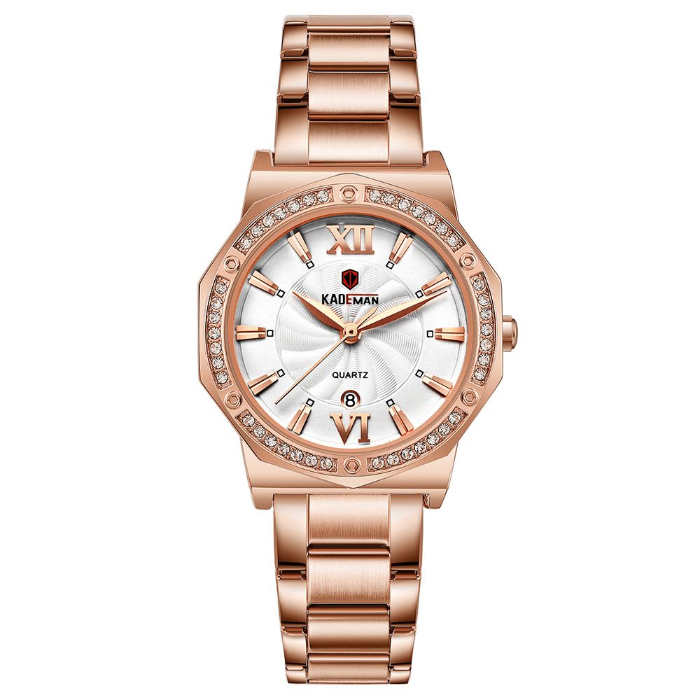 Kademan 829 Casual Dameshorloge 3Atm Waterdicht Datumweergave Elegant Crystal Quartz Horloge