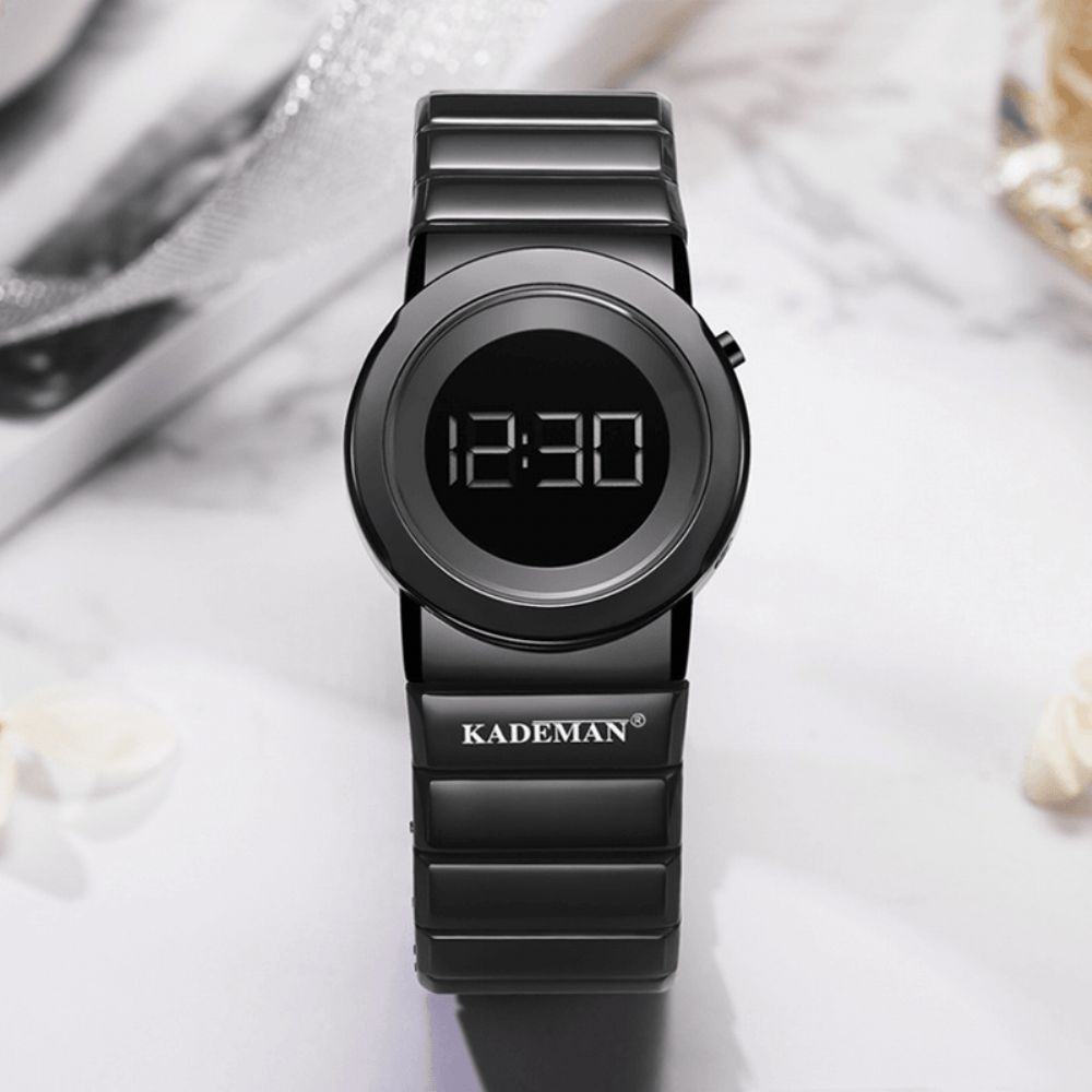 Kademan K9052 Casual Dameshorloge 3Atm Waterdichte Roestvrijstalen Band Led Digitaal Horloge