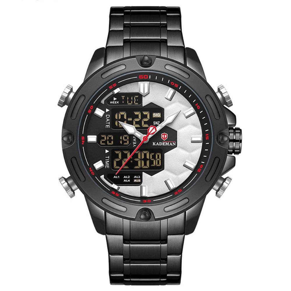 Kademan K9070 Casual Heren Digitaal Horloge Waterdicht Week Jaar Display Led Dual Display Horloge