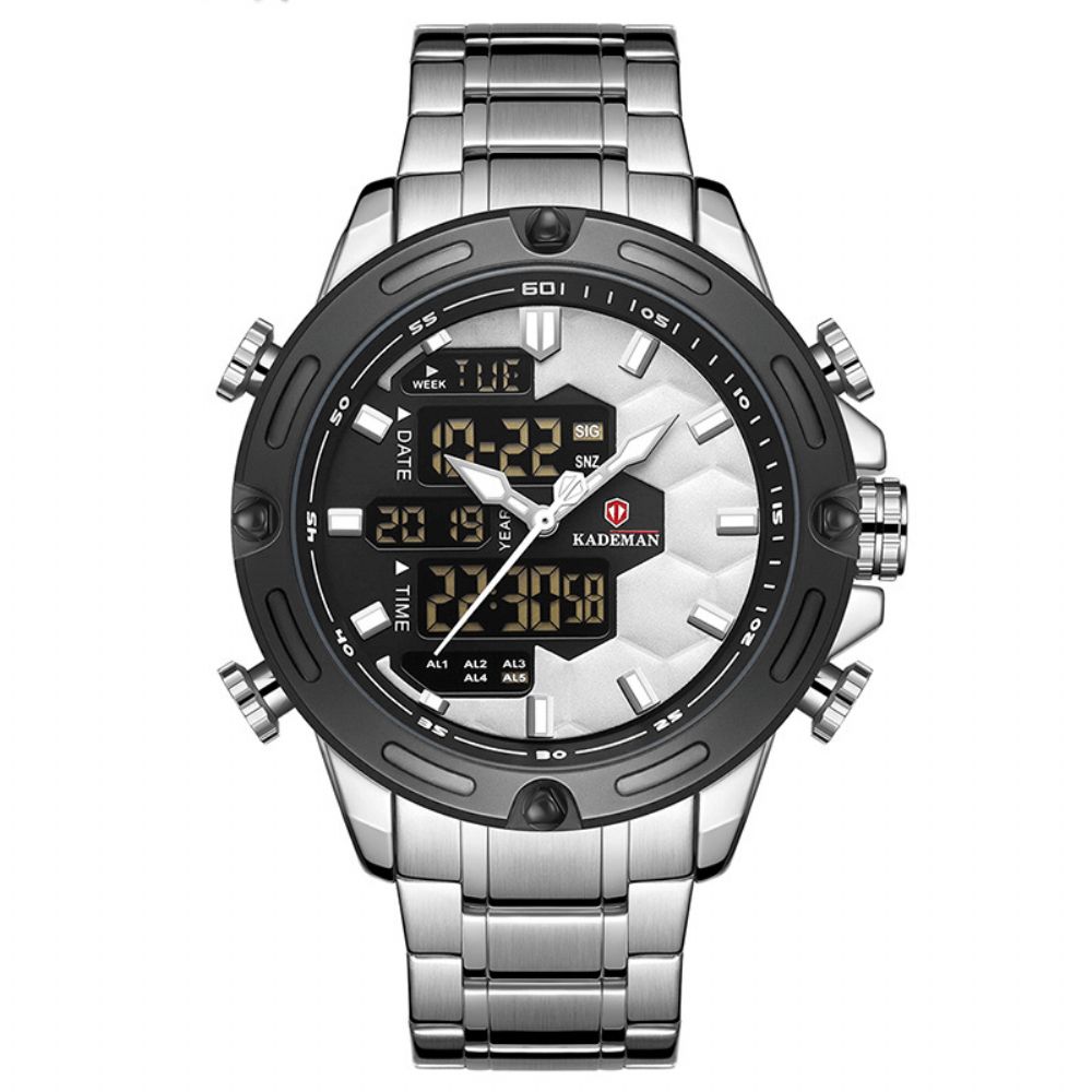 Kademan K9070 Casual Heren Digitaal Horloge Waterdicht Week Jaar Display Led Dual Display Horloge