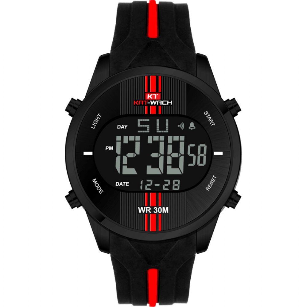 Kat-Wach Kt716 Digitaal Horloge Mode Siliconen Stopwatch Waterdicht Horloge Alarm Outdoor Sporthorloge