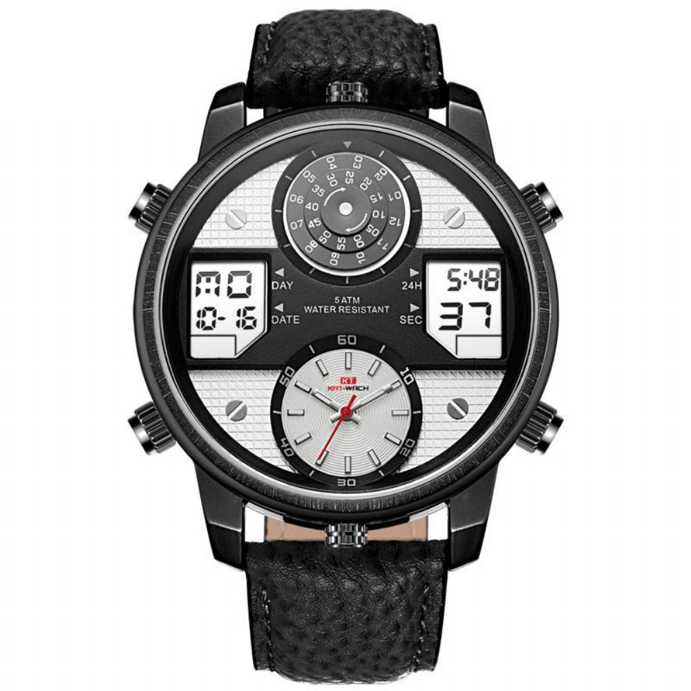 Kat-Watch 5Atm Waterdicht Dual Display Horloge Outdoor Sport 24-Uurs Display Quartz Horloge