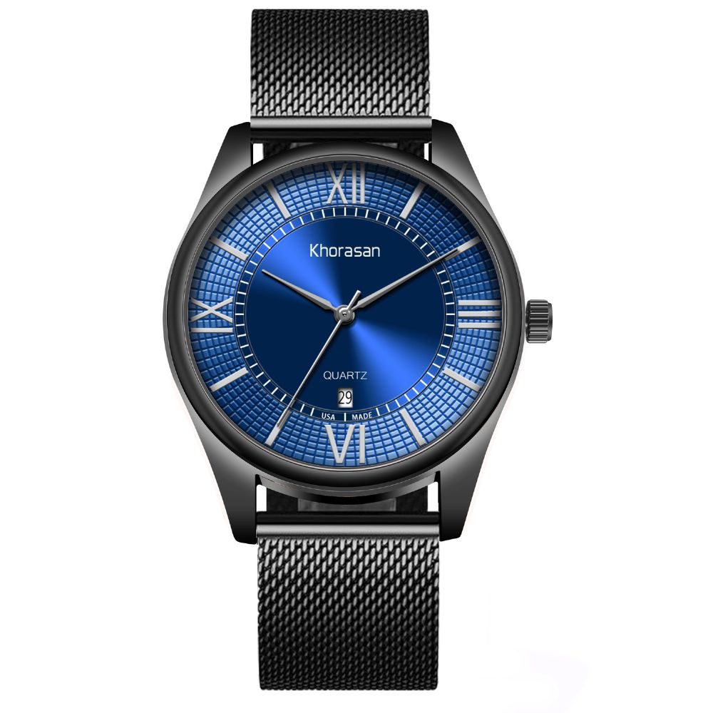 Khorasan Legering Heren Zakelijk Horloge Versierd Wijzer Kalender Quartz Horloge