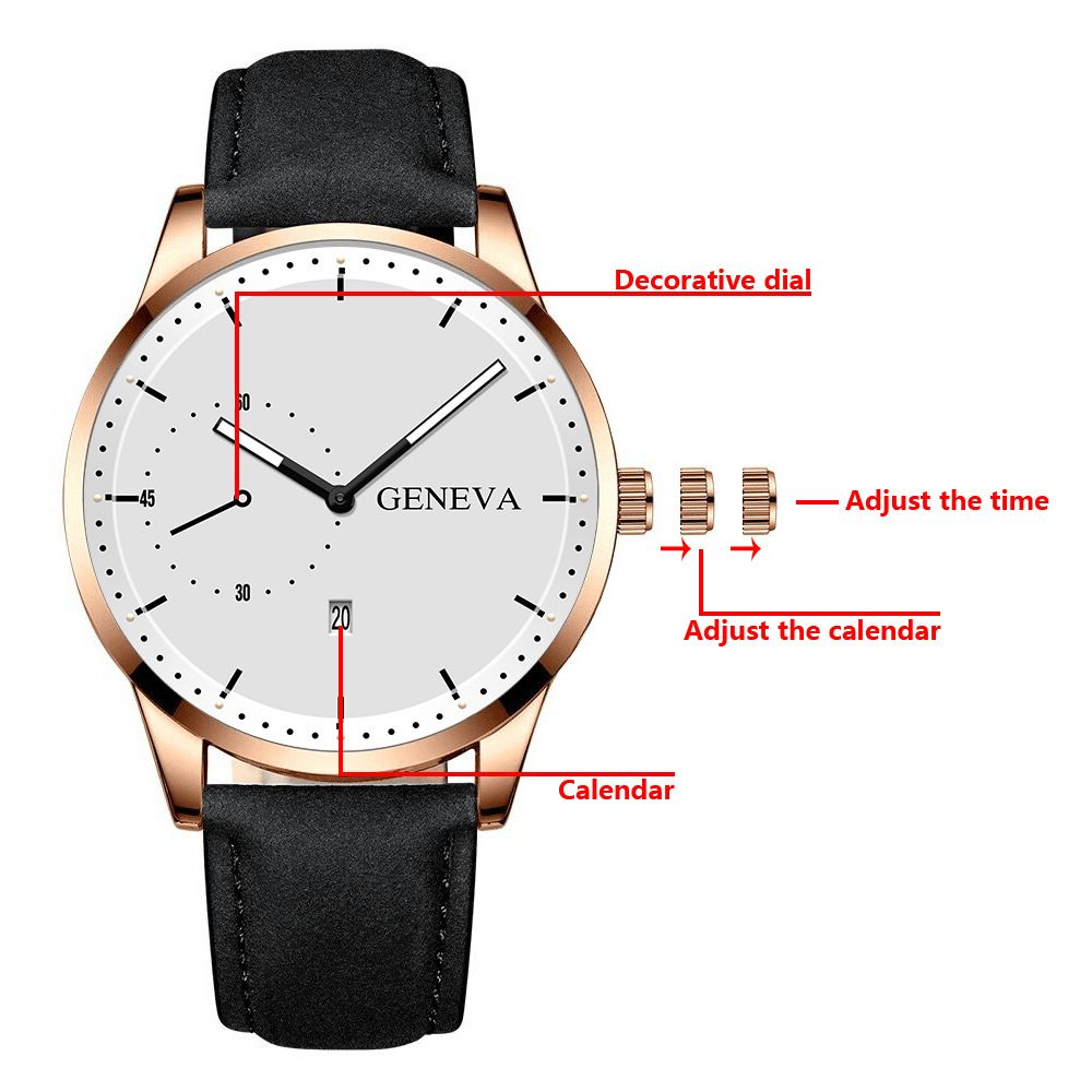 Khorasan Mode Casual Met Kalender Wijzerplaat Pu Lederen Band Heren Quartz Horloge Polsbandje