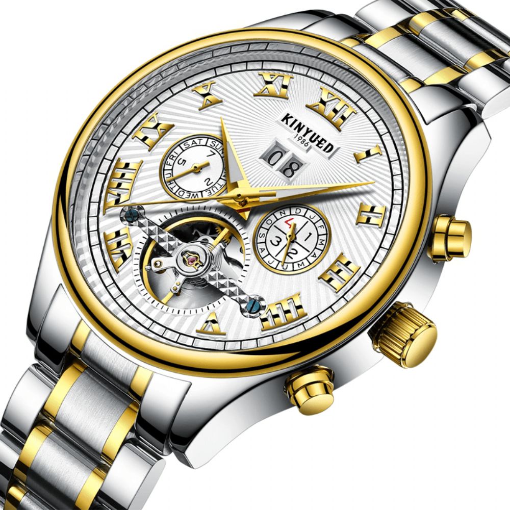 Kinyued Jyd-J011 Automatisch Mechanisch Horloge Rome Zakelijke Stijl Waterbestendige Herenhorloges