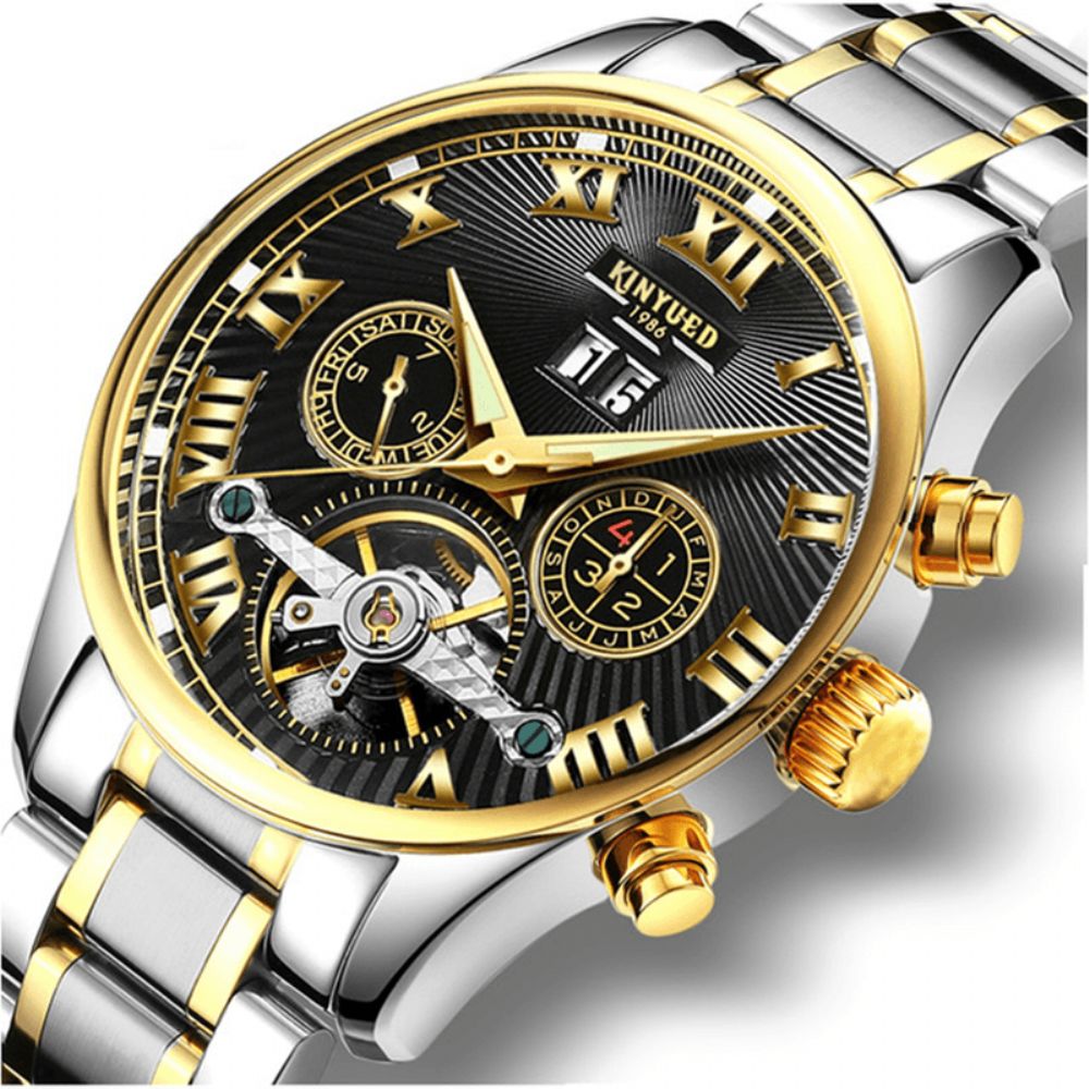 Kinyued Jyd-J011 Automatisch Mechanisch Horloge Rome Zakelijke Stijl Waterbestendige Herenhorloges