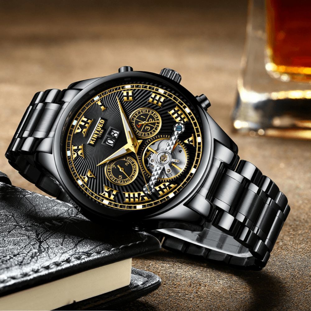 Kinyued Jyd-J011 Automatisch Mechanisch Horloge Rome Zakelijke Stijl Waterbestendige Herenhorloges