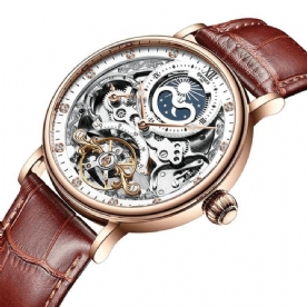 Kinyued Jyd-J055 Zakelijke Stijl Automatisch Mechanisch Horloge Lederen Band Heren Horloges