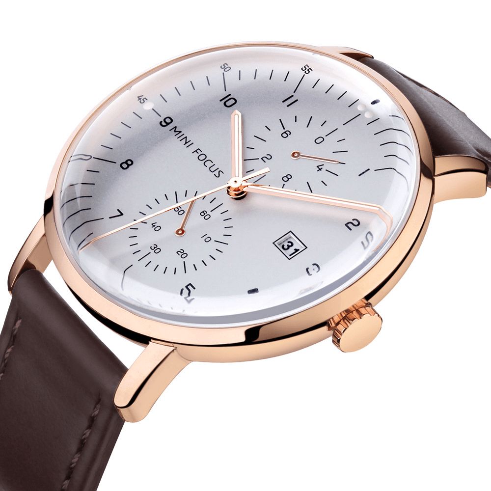 Lederen Band Heren Horloge Casual Stijl Lichtgevende Hand Quartz Horloges