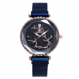 Luxe Eenvoudige Sterrenhemel Quartz Horloge Kristal Dame Jurk Mode Vrouwen Horloge: