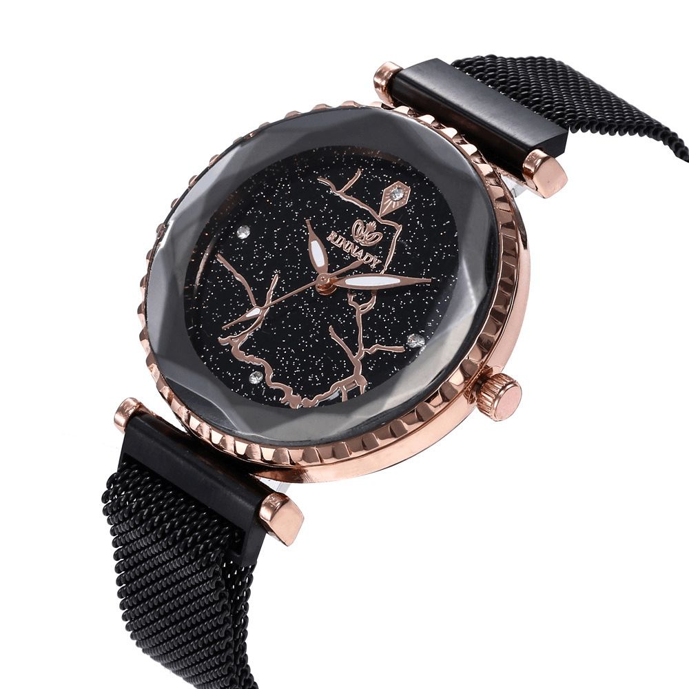 Luxe Eenvoudige Sterrenhemel Quartz Horloge Kristal Dame Jurk Mode Vrouwen Horloge: